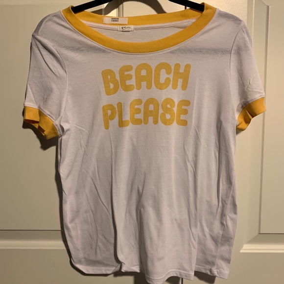 White “Beach Please” crew neck t-shirt from garage - Picture 1 of 1